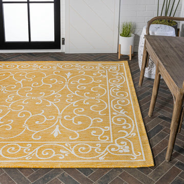 Charleston Vintage Filigree Textured Weave Indoor/outdoor Area Rug